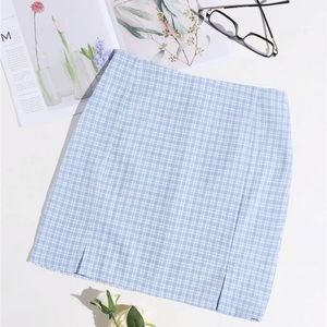 SHEIN Blue Plaid Mini Skirt